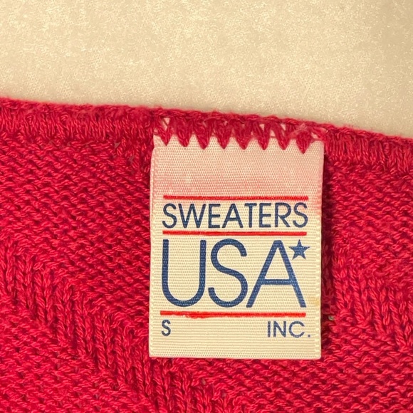 Vintage Sweaters USA Textured Ribbed Red Sweater Top Size Small Pullover - Picture 9 of 10